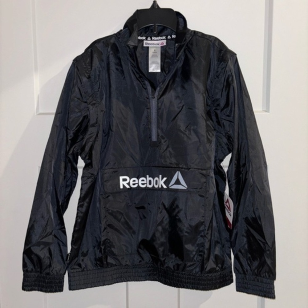 Reebok Boy's Active 1/2 Zip Pullover Windbreaker Jacket, Black Size M (8) NWT